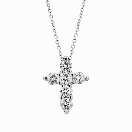 Diamond Cross Necklace (0.47ct) in White Gold