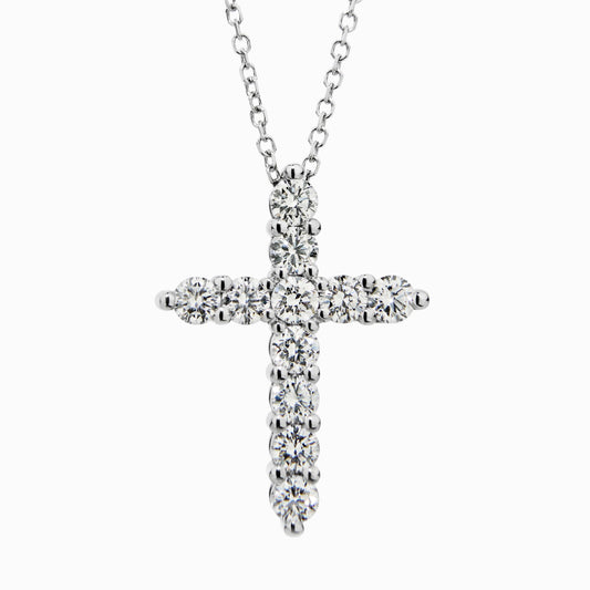 Diamond Cross Necklace (0.87ct) in White Gold