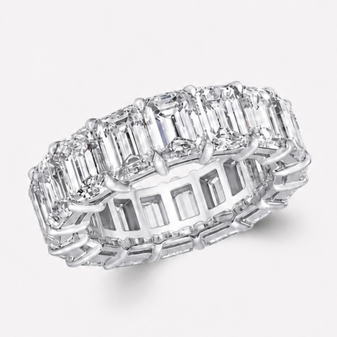 Emerald Cut Diamond Eternity Ring (10.14ct) in White Gold