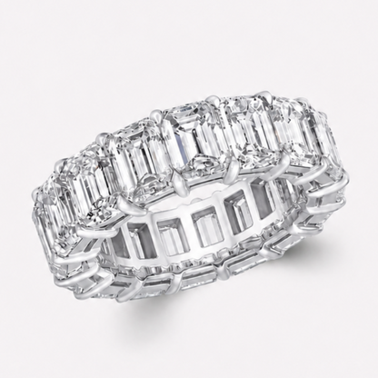 Emerald Cut Diamond Eternity Ring (10.14ct) in White Gold