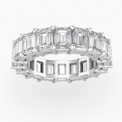 Emerald Cut Diamond Eternity Ring (10.14ct) in White Gold