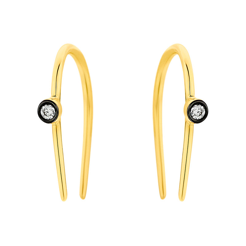 Horseshoe Diamond Earrings in 18K Yellow Gold
