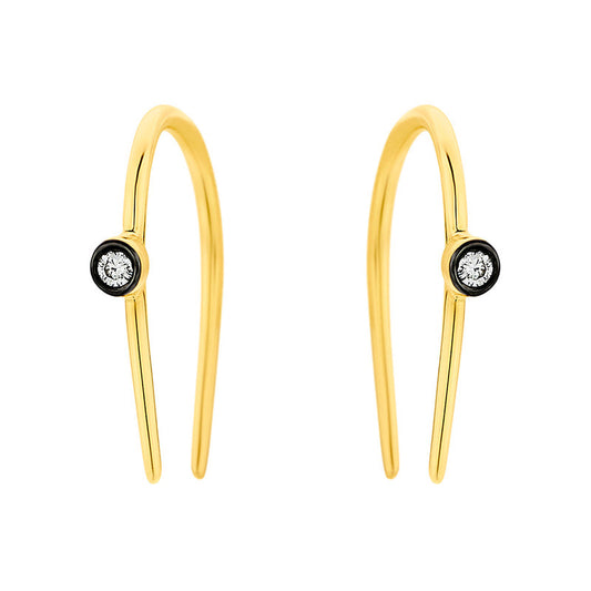 Horseshoe Diamond Earrings in 18K Yellow Gold