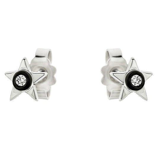 Diamond Star Earrings in 18K White Gold