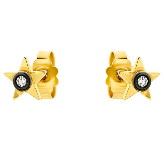 Diamond Star Earrings in 18K Yellow Gold