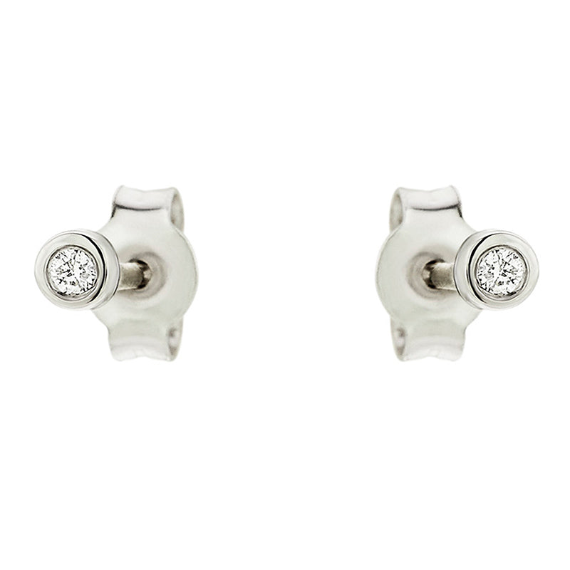 One Diamond Earrings in 18K White Gold