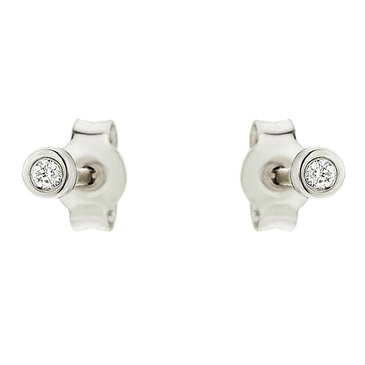 One Diamond Earrings in 18K White Gold
