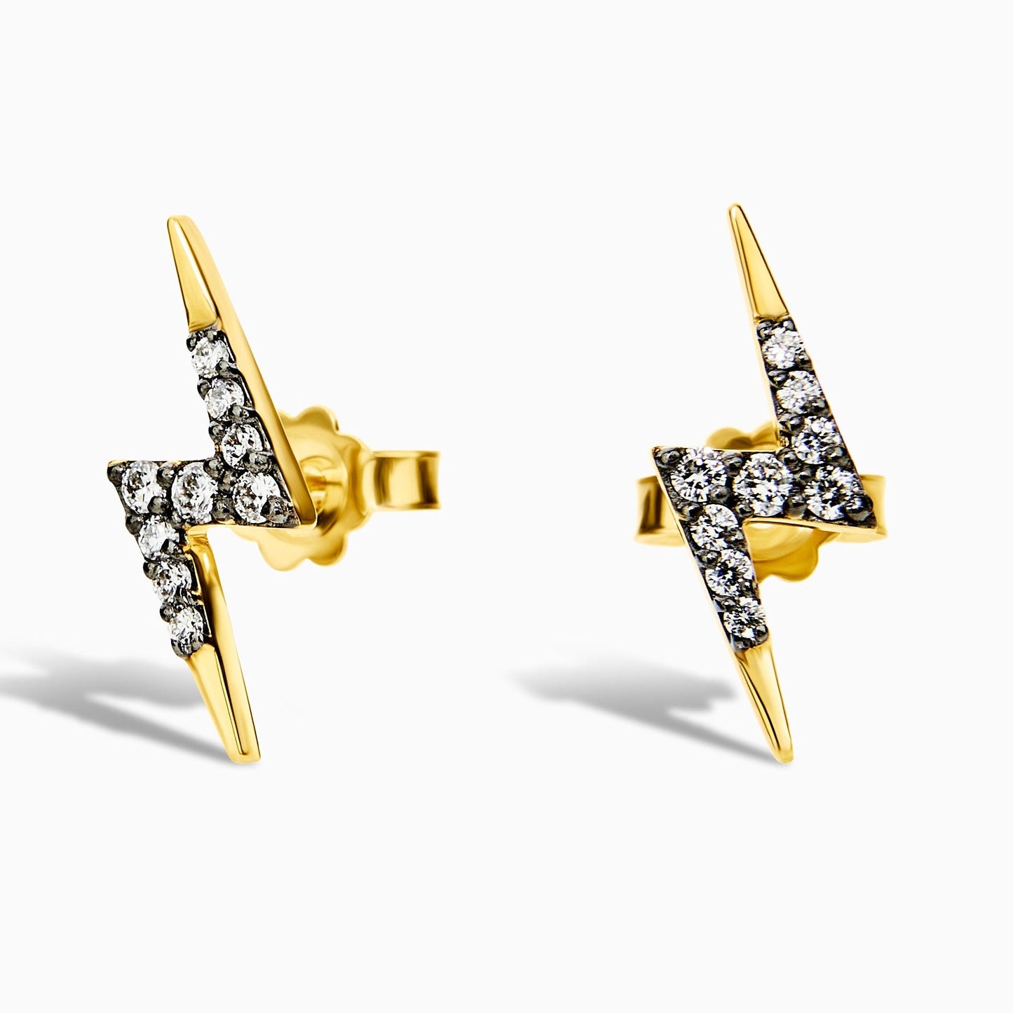 Diamond Lightning Bolt Stud Earrings (0.16ct) in Yellow Gold