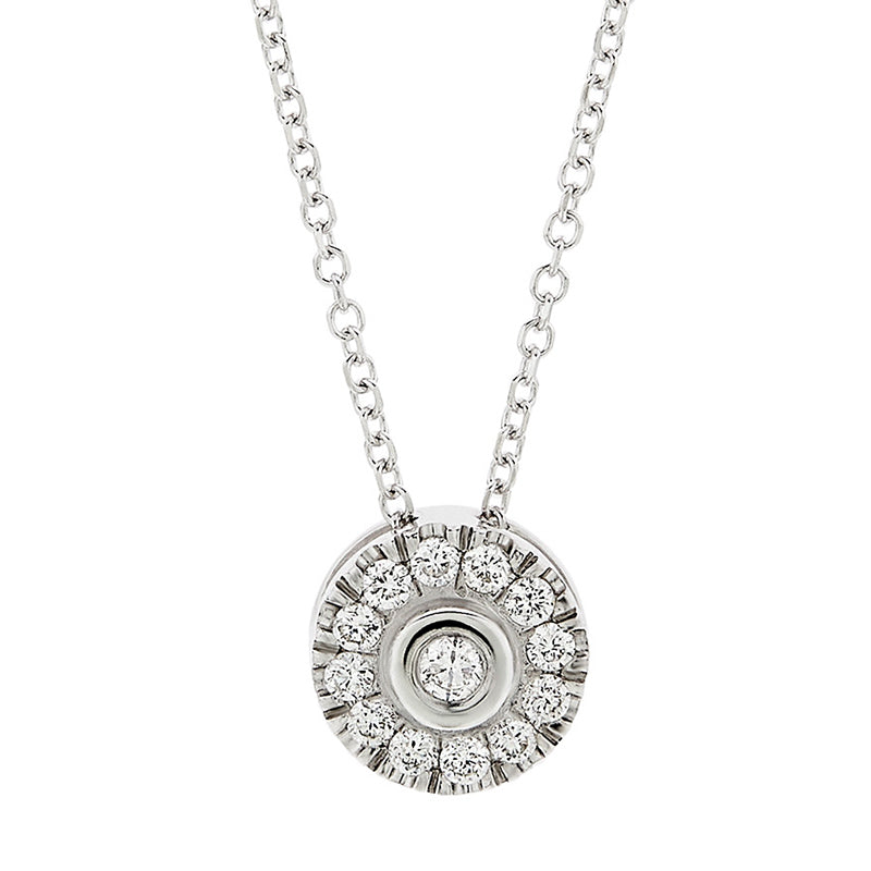 Diamond Rosette Necklace in 18K White Gold