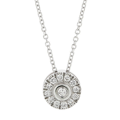 Diamond Rosette Necklace in 18K White Gold