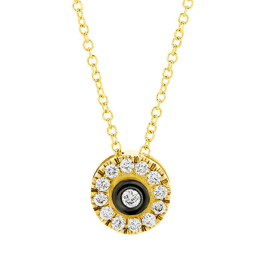 Diamond Rosette Necklace in 18K Yellow Gold