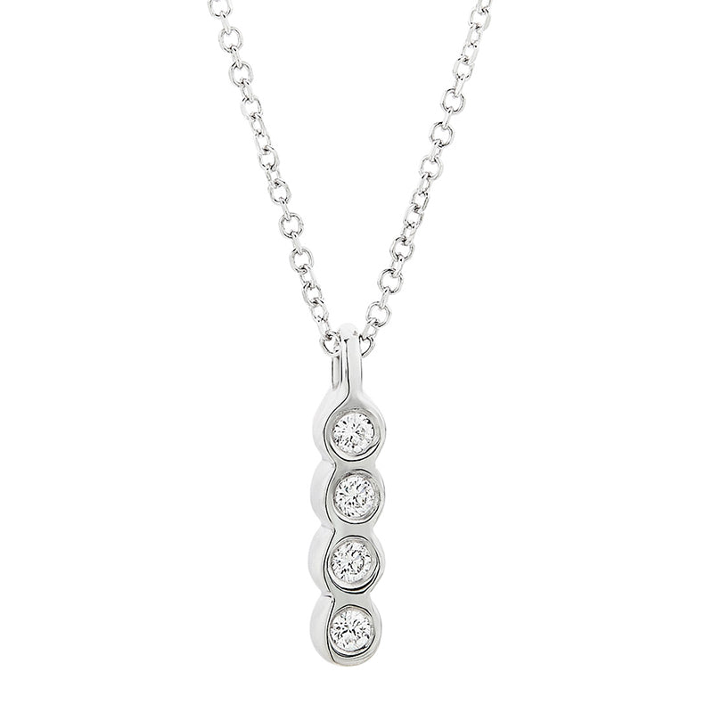 Four Diamonds Vertical Necklace in 18K White Gold
