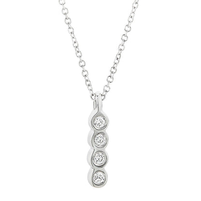 Four Diamonds Vertical Necklace in 18K White Gold
