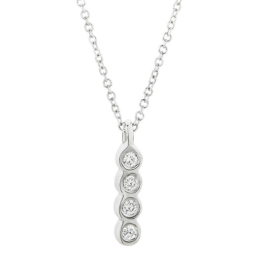 Four Diamonds Vertical Necklace in 18K White Gold