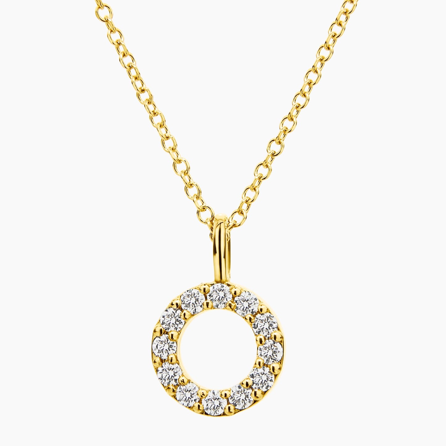 Diamond Petit Circle Pendant Necklace (0.09ct) in Yellow Gold