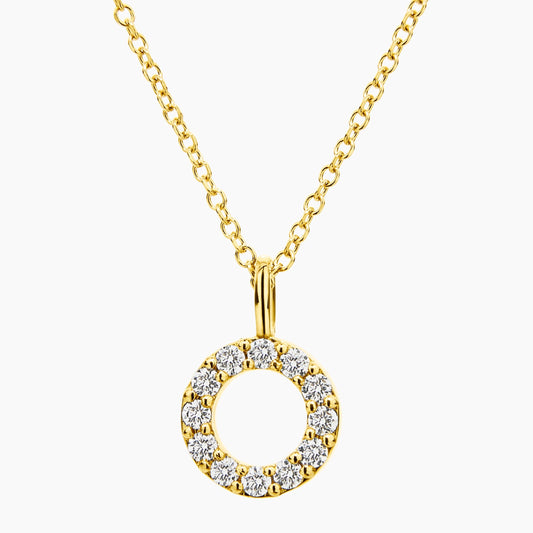 Diamond Petit Circle Pendant Necklace (0.09ct) in Yellow Gold