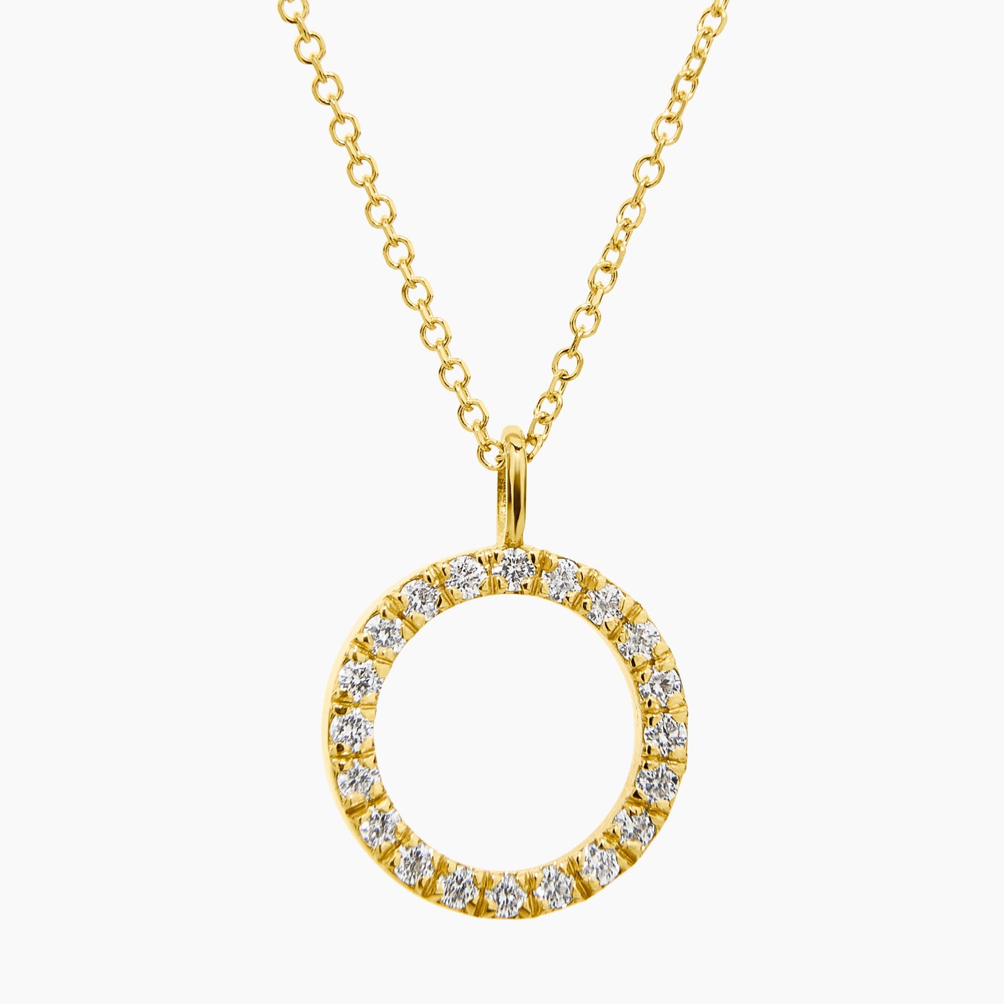 Diamond Circle Pendant Necklace (0.16ct) in Yellow Gold