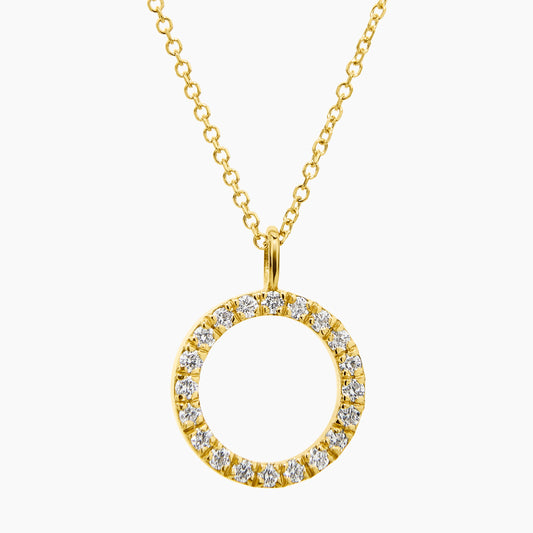 Diamond Circle Pendant Necklace (0.16ct) in Yellow Gold