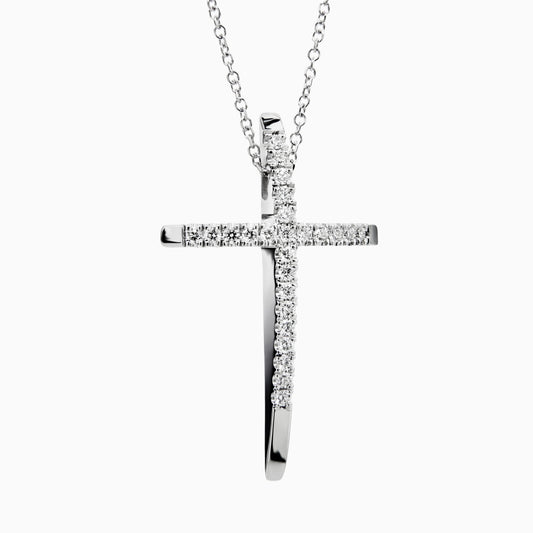 Diamond Cross Necklace (0.18ct) in White Gold