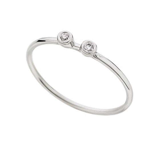 Two Diamonds Ring in 18K White Gold
