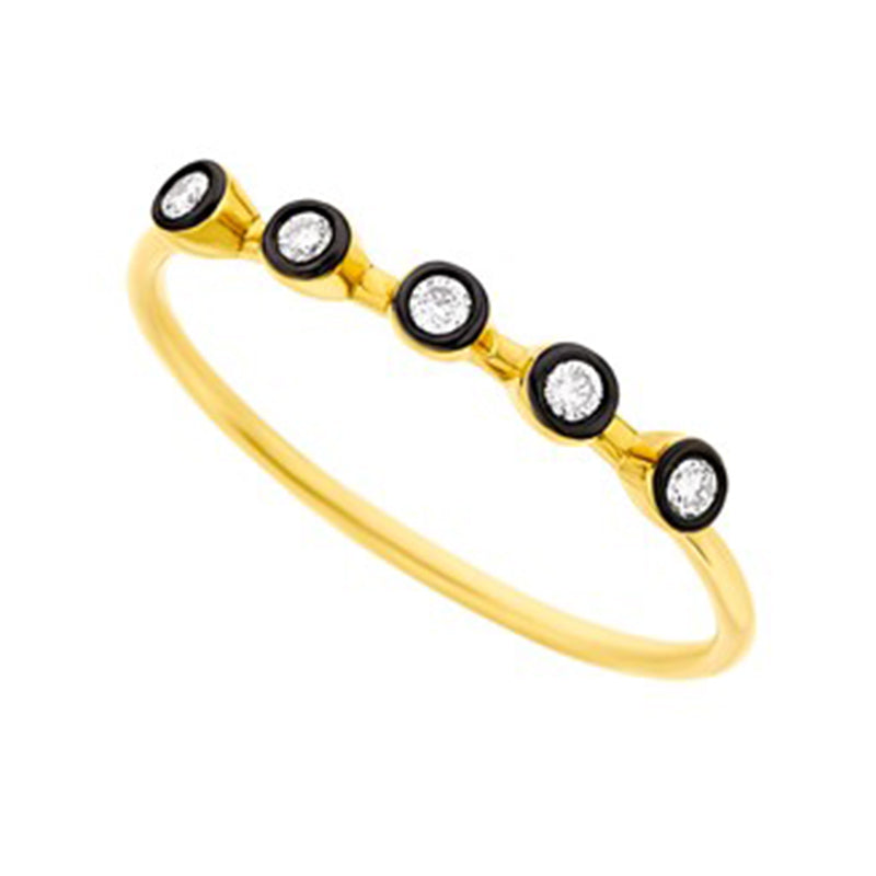 Five Diamonds Ring in 18K Yellow Gold