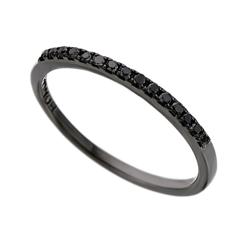 Half Eternity  Black Diamond Ring (0.12ct) in Blackened White Gold