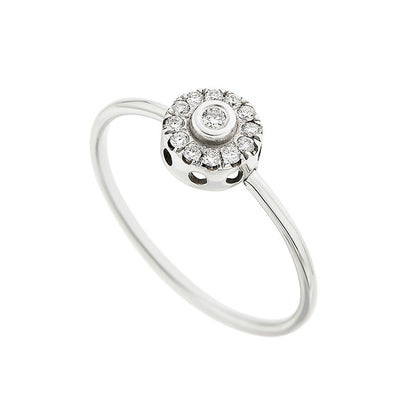Diamond Rosette Solitaire Ring (0.10ct) in White Gold