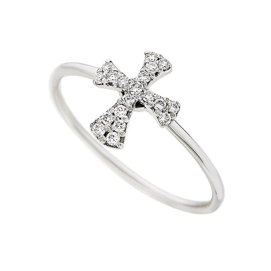 Diamond Cross Ring (0.14ct) in White Gold