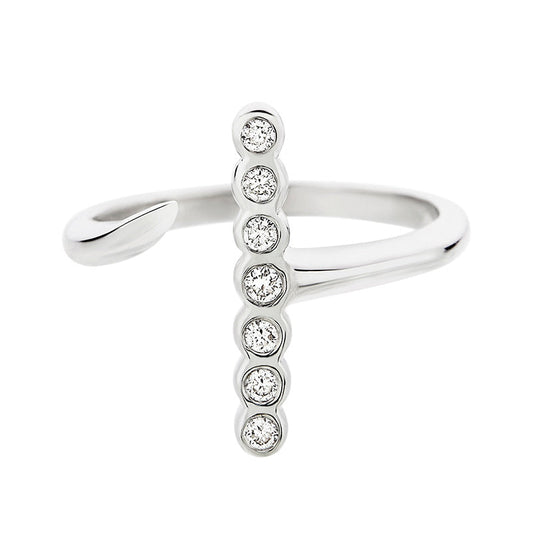 Tiger Claws Seven Diamonds Open Ring in White Gold