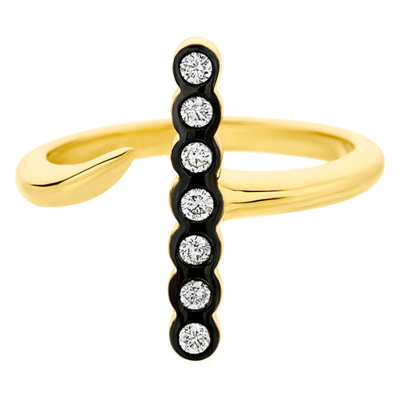 Tiger Claws Seven Diamonds Open Ring in Yellow Gold