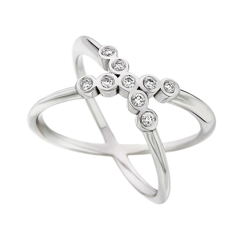 X Diamond Ring (0.15ct) in White Gold