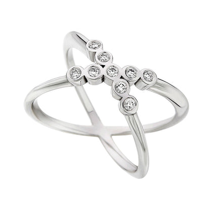 X Diamond Ring (0.15ct) in White Gold