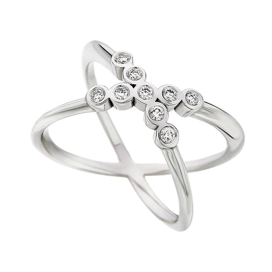X Diamond Ring (0.15ct) in White Gold