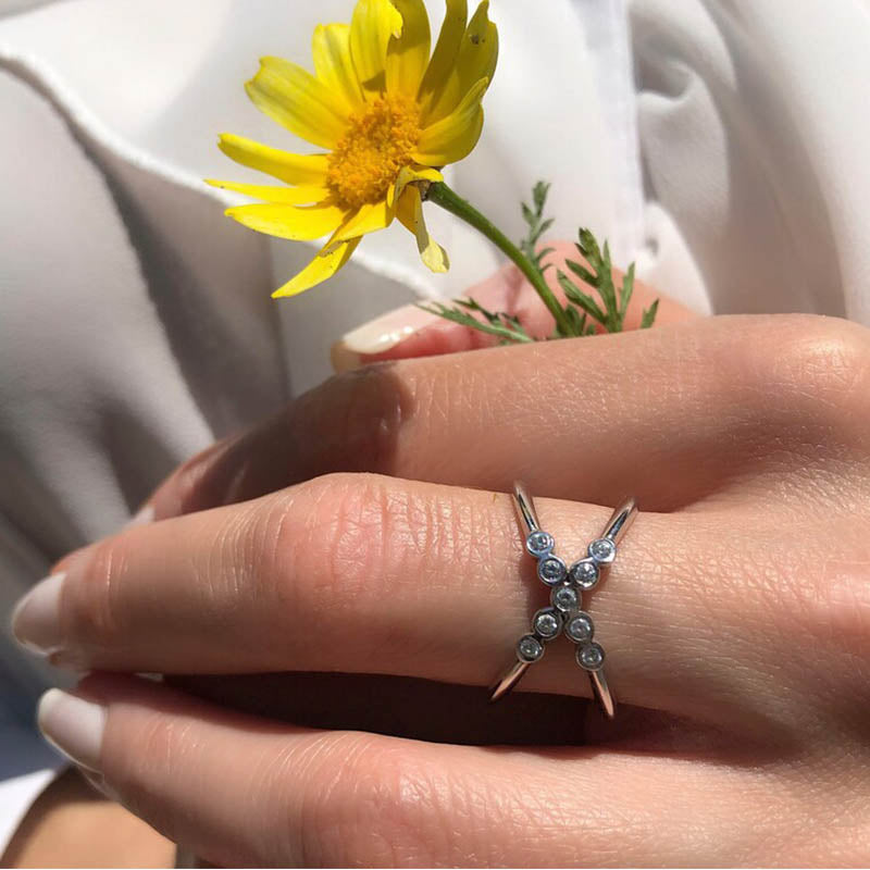 X Diamond Ring (0.15ct) in White Gold