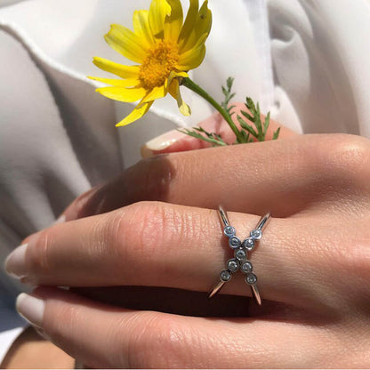 X Diamond Ring (0.15ct) in White Gold