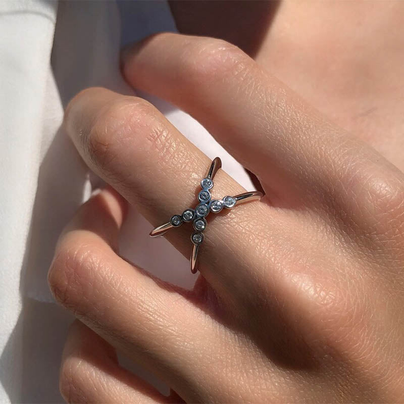 X Diamond Ring (0.15ct) in White Gold