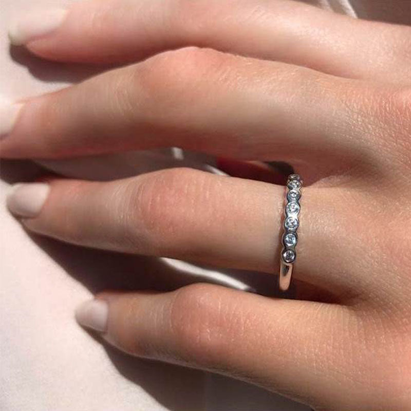 Half Eternity Diamond Ring (0.11ct) in White Gold