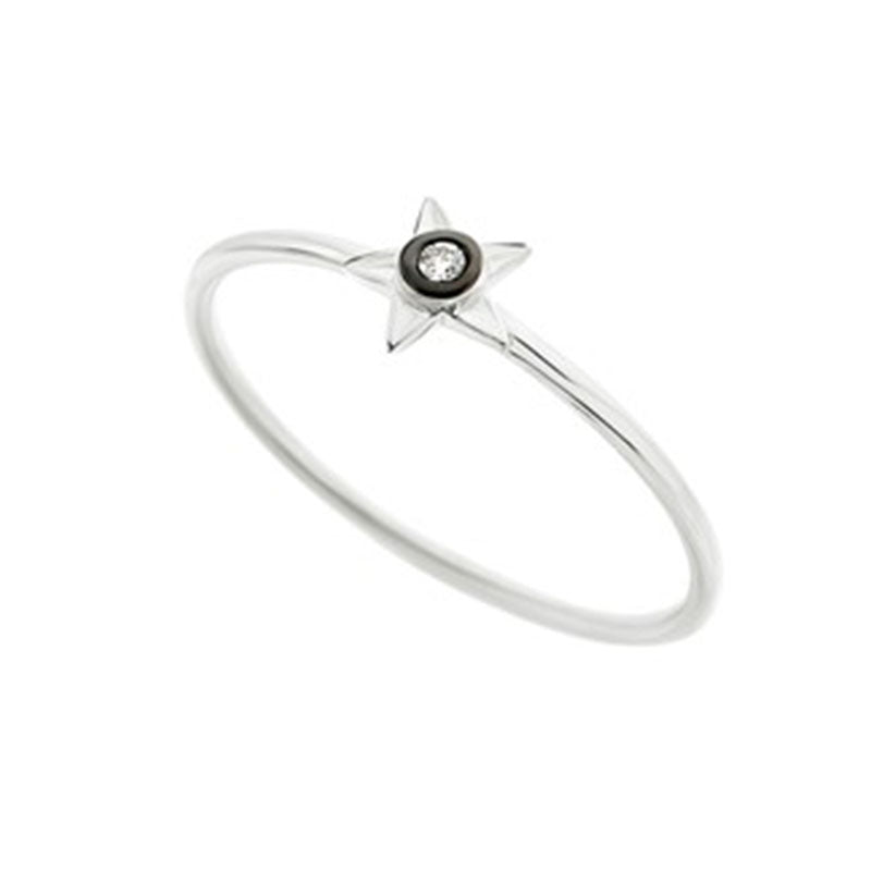 Star Diamond Ring in 18K White Gold