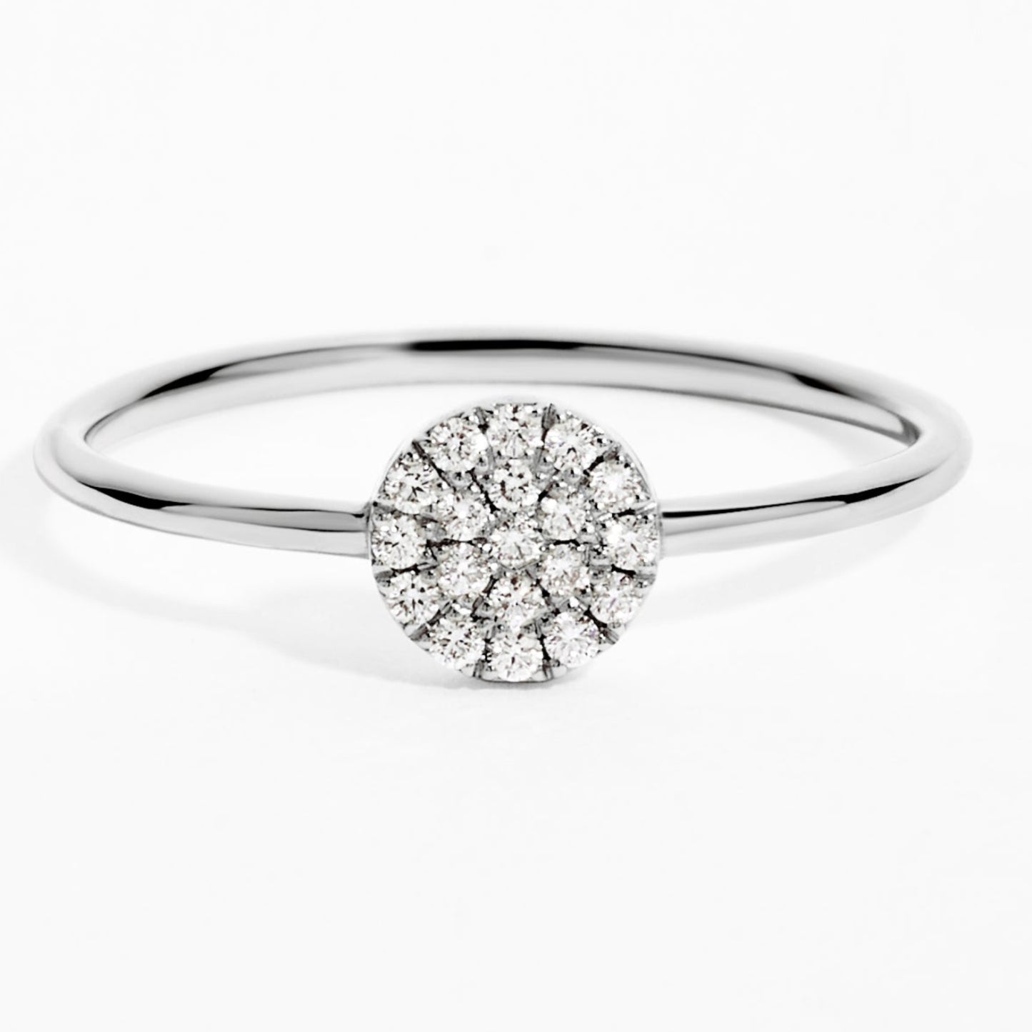 Pavé Diamond Disc Ring (0.14ct) in White Gold