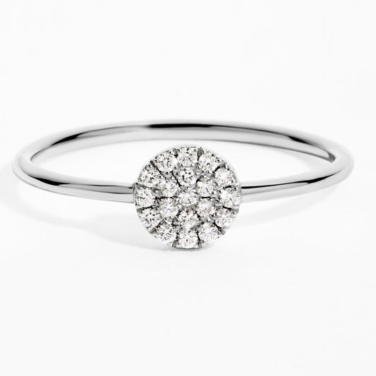 Pavé Diamond Disc Ring (0.14ct) in White Gold