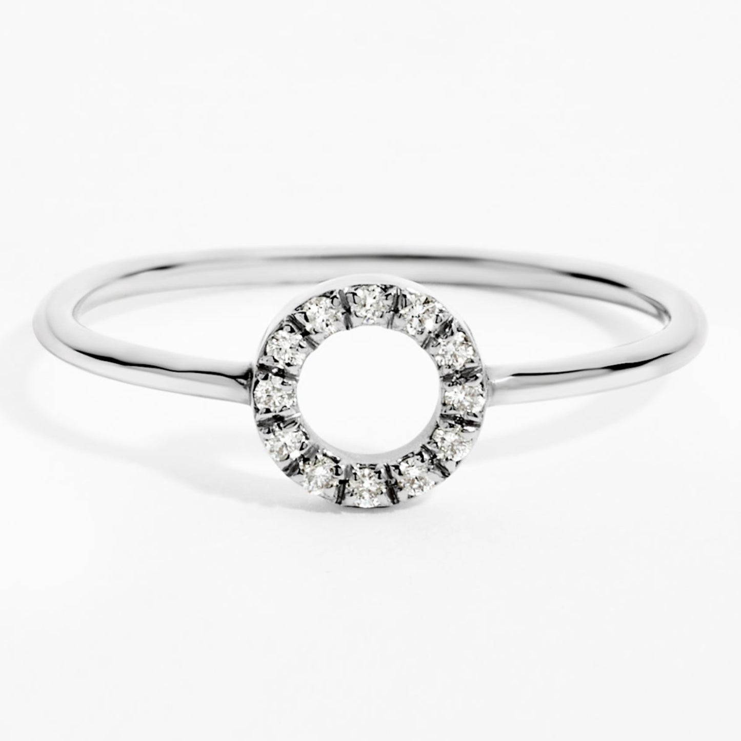 Circle Diamond Halo Ring (0.09ct) in White Gold