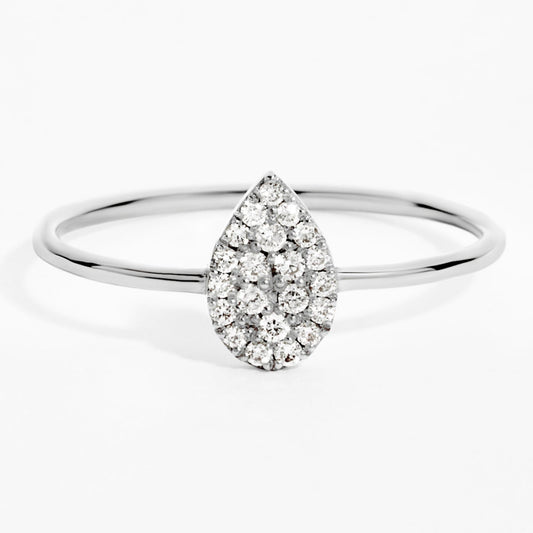 Pear-shaped Pavé Diamond Cluster Ring (0.13ct) in White Gold