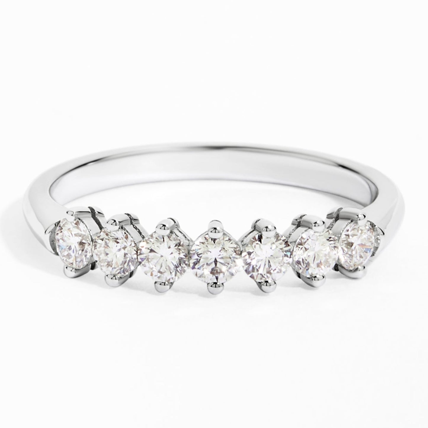 Seven Diamond Half-Eternity Ring (0.56ct) in White Gold