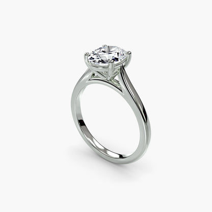 Solitaire ring 1 Oval in White Gold