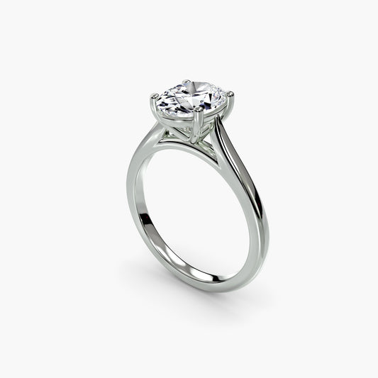 Solitaire ring 1 Oval in White Gold
