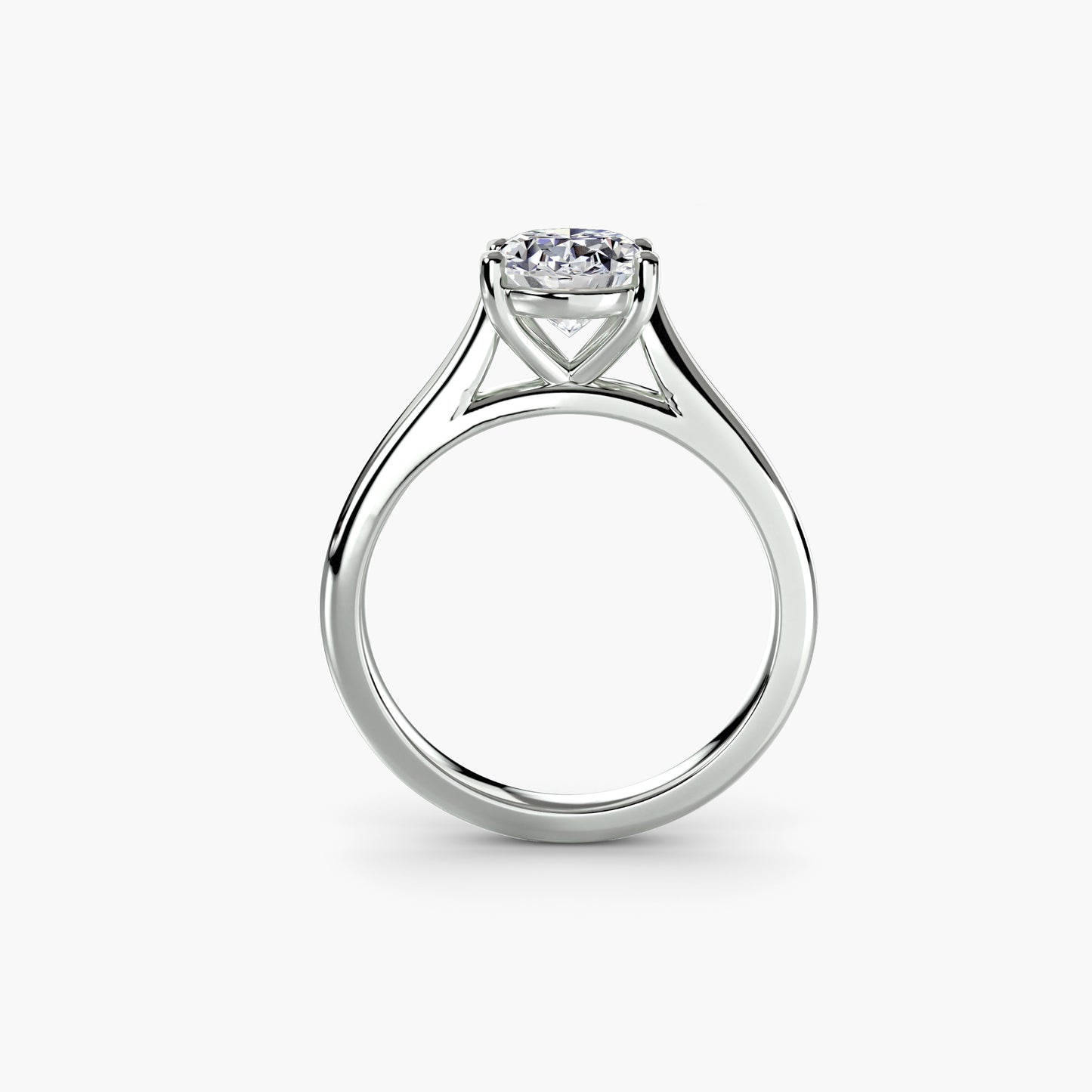 Solitaire ring 1 Oval in White Gold