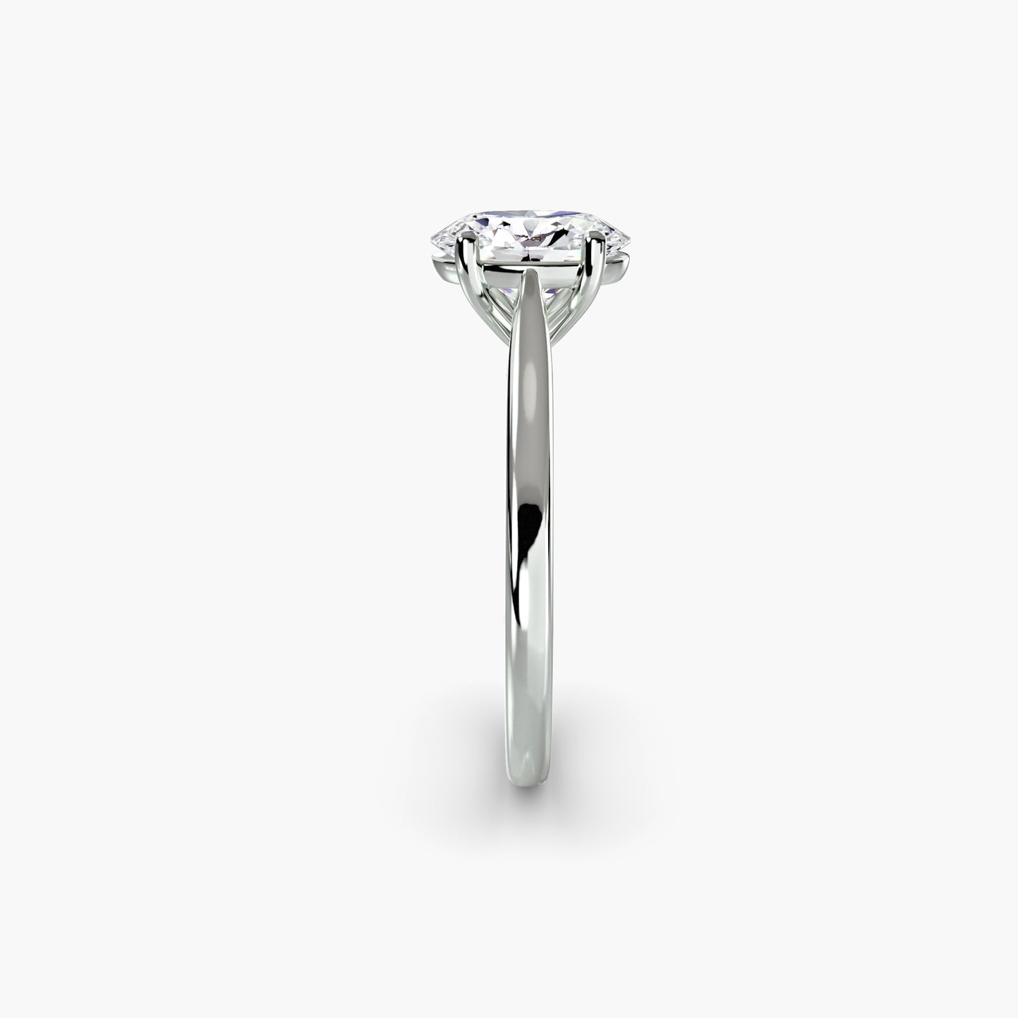 Solitaire ring 1 Oval in White Gold