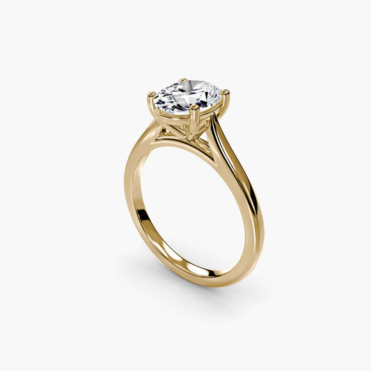 Solitaire ring 1 Oval in Yellow Gold