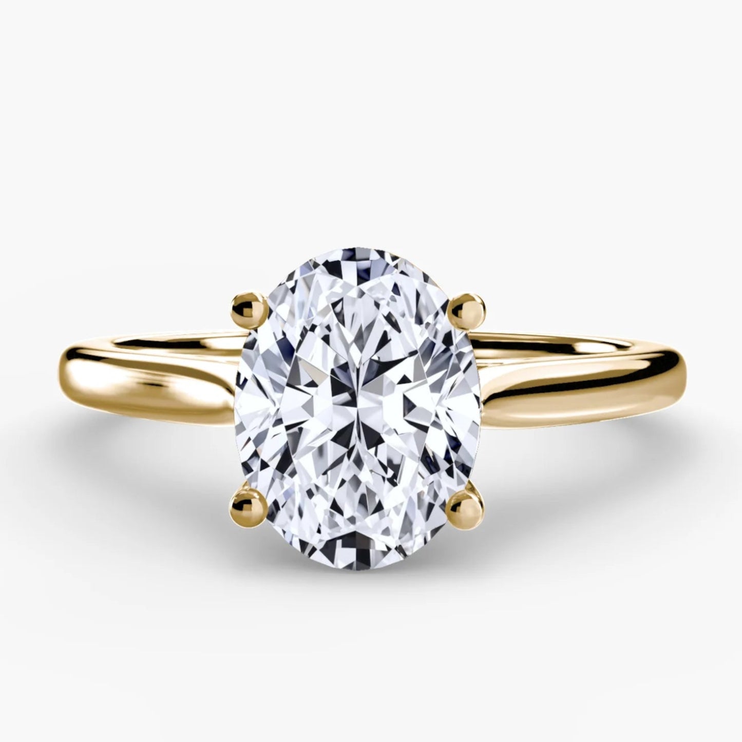 Solitaire ring 1 Oval in Yellow Gold