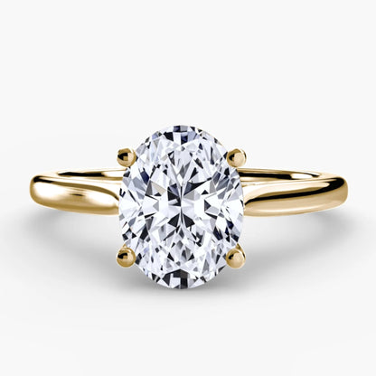 Solitaire ring 1 Oval in Yellow Gold